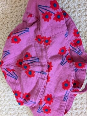 Hanna Andersson Pink Hat with Red and Blue Floral Accents